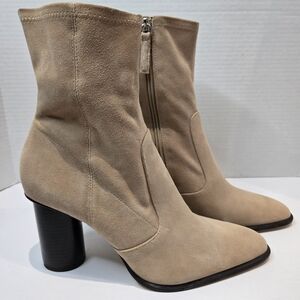 Zara Tan Suede Ankle Boots Size 10